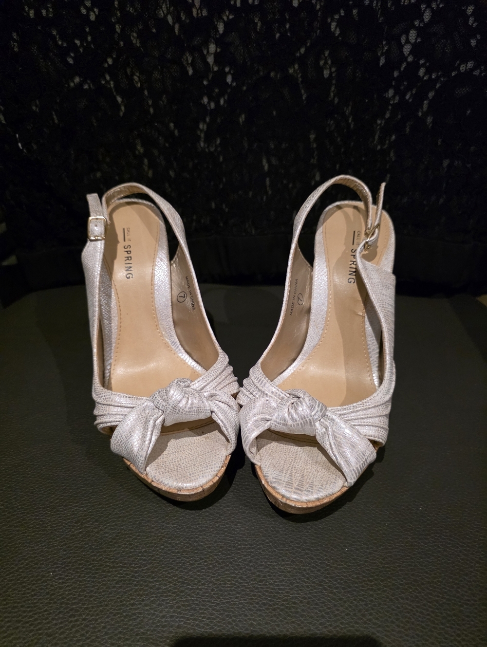 Call It Spring Silver Knot Slingback Heels - Women's